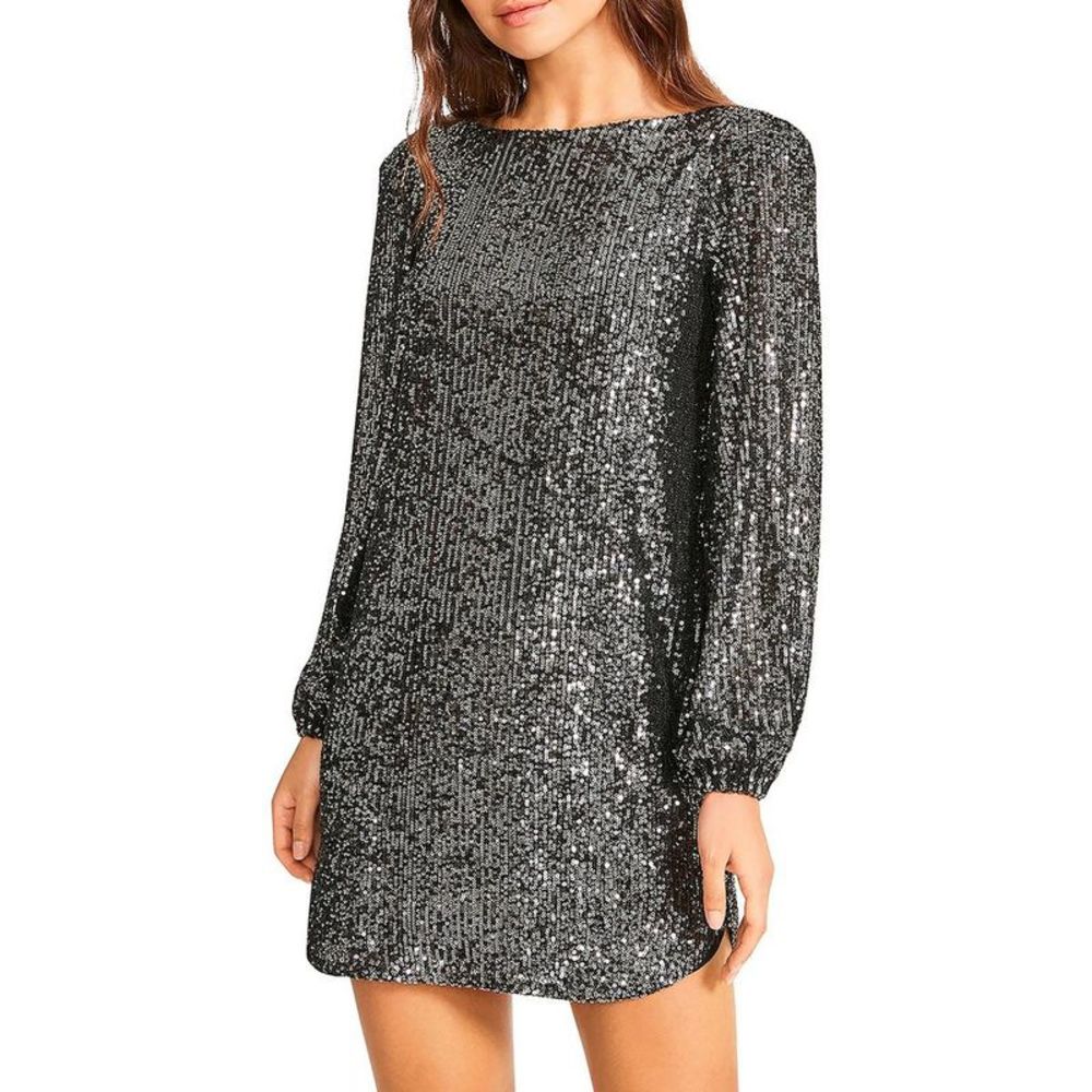 Steve Madden Womens Delorean Silver Sequined Cocktail and Party Dress NWT